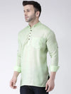 Hangup Men Slim Solid Men's Indian Wear-GreenShortKurta