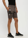 Men Grey Typographic Shorts-AJ-ADS-1064-Taupe