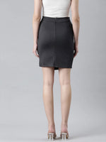 Women Grey Solid Pencil Skirt-AE-10611-Grey