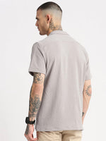 Men Cuban Collar Solid Beige Casual Shirt-FELCO-2197-Beige