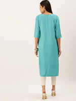 Women's Blue Solid Straight Kurta-SKC-3218-Turquoiseblue