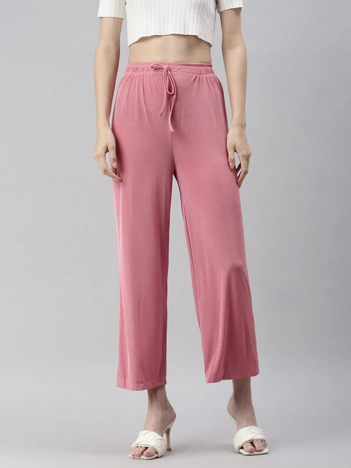 Women's Pink Solid Track Pant-SH-8189-Pink