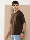 Difference of Opinion Brown Graphic Oversized T-Shirt-DOOVR209CHO-S