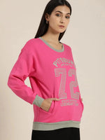 Dillinger Pink Typographic Oversized Sweatshirt-DLWMNSWT031FSR-XS