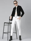 Women Black Solid Denim Jacket-GZ-9510-Black