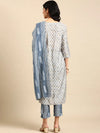 Women's Blue Printed Kurta Set-FS-1055-Blue