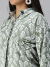 Women's Green Printed Shirt-AE-10199-Green