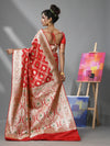 Red Silk Banarasi Saree With Meenakari Designs-MA52BSL44880088