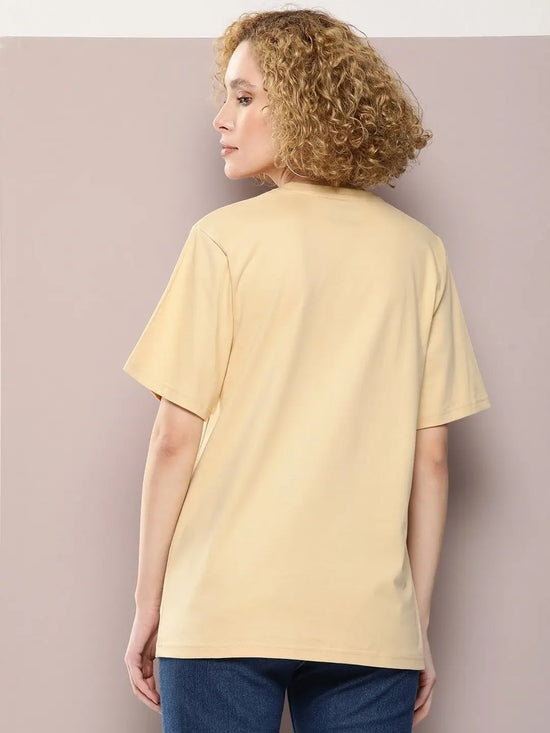 Dillinger Beige Graphic Oversized T-Shirt-WMNCR514BGE-XS