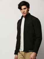 Men Black Solid Casual Bomber Jackets-ZD-3409-Black