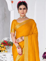 Saree Mall Women's Chiffon Yellow Printed Designer Saree With Blouse Piece-SHMIKSA1008