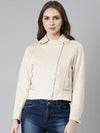 Women Cream Solid Tailored Jacket-CHN-8803-Cream