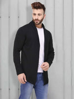 Rigo Black Open Long Cardigan Full Sleeve Shrug For Men