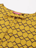 Women's Mustard Printed A-Line Kurta-SKF-144-1-Mustard