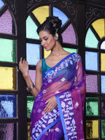 Violet Muslin Saree With Jamdani Designs-MA64MS401190020