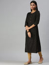 Women's Black Printed Straight Kurta-CR1445-Black