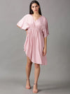 Women's Pink Solid Fit and Flare Dress-AE-15776-Pink