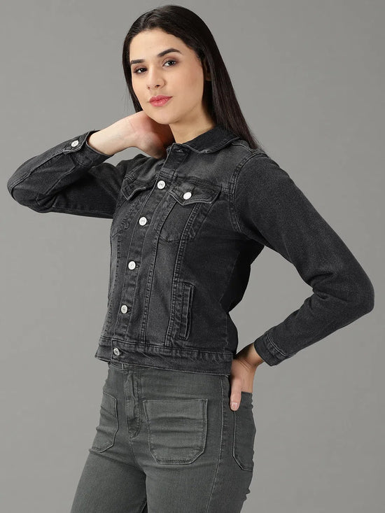 Women's Grey Solid Open Front Jacket-GZ-5534-Grey