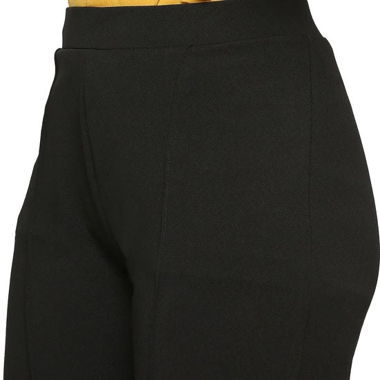 Smarty Pants Women's Ployester Lycra Bell Bottom Black Formal Trouser