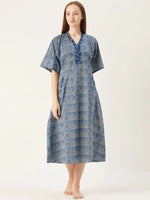 Kaftan Dress in Blue Print