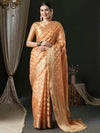 Saree Mall Women's Organza Peach Woven Design Designer Saree With Blouse Piece-UNATI4002