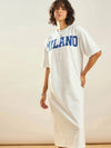 Women White MILANO Printed T-Shirt Dress