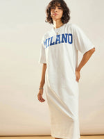 Women White MILANO Printed T-Shirt Dress