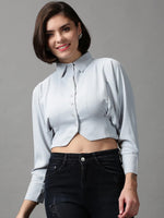 Women's Grey Solid Top-AE-10338-Grey