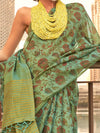 Saree Mall Women's Tissue Sea Green Printed Designer Saree With Blouse Piece-KEEYAH377001