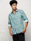 Men Blue Printed Shirt-PRISM-M204-1610-Turquoiseblue