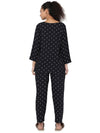 Smarty Pants Women's Cotton Navy Blue Polka Dot Print Night Suit