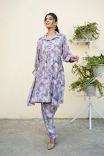 Vaasva Women Lavender Muslin Printed Shirt & Pant Set