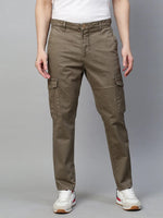 Genips Men's Mast Olive Cotton Stretch Bahamas Cargo Fit Solid Cargo