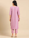 Women's Lavender Embroidered Kurta Set-SKC-839-Lavender