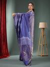 Blue Blended Silk Handwoven Saree With Zari Border-MA50BSL34830109