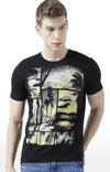 Huetrap Black Mens Short Sleeve Graphic Printed Tshirt-HT17MKGRABLK00682