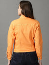 Women's Orange Solid Open Front Jacket-GZ-5577-Orange