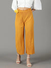 Women's Mustard Solid Parallel Trouser-GF-23-Mustard