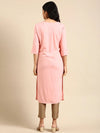 Women's Pink Solid Straight Kurta-NJ-3160222-Peach