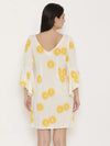 Bell Sleeve Block printed Dress in Off White-TC0286RWLE_S