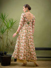 Women Peach Chanderi Floral Anarkali Maxi Dress-SHDRS11008_XS