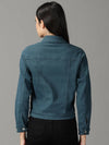 Women's Teal Solid Open Front Jacket-GZ-5577-2-Teal