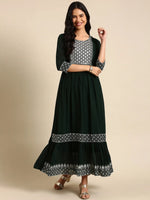 Women's Green Solid Anarkali Kurta-SKC-841-Green