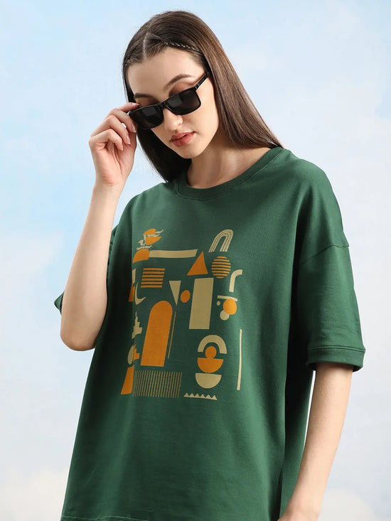 Dillinger Green Graphic Oversized Drop shoulder T-shirt