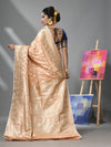 Peach Katan Silk Banarasi Saree With Ethnic Motifs And Zari Woven Designs-MA52KA441380059