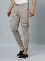 Ribbed Jogger Cargos with 6 pockets-Grey-HJC9012-30