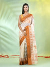 Off White Tussar Silk Saree With Woven Horse Designs-MA66TUS432810046