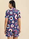 Shirt Shorts nightwear set in Blue Evil Eye Print