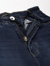 Women Navy Blue Solid Wide Leg Denim Jeans-IM-10479-1-Navyblue