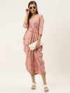 Overlap side cowl dress in dusty pink